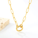 Wire 2.5*outside 14mm round clasp pendant 45cm necklace gold color