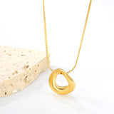 17*18mm Irregular Arc Pendant 1.1mm S Chain*40+5cm+6mm Round Tail Plate Necklace Steel/Golden