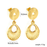 15.5mm Textured Circle + 19.3*25.7mm Teardrop Hoop Earrings Gold Color