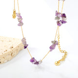 White/blue turquoise/purple/pink crystal/mixed color accessories 0.3 elongated chain *40+5cm+6mm round plate necklace gold color