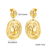 10*11.5mm small oval + 23.4*28mm large oval with textured convex earrings gold color