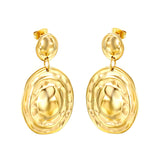 10*11.5mm small oval + 23.4*28mm large oval with textured convex earrings gold color