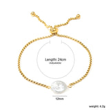 Golden 12mm Round Cake White Pearl Bracelet