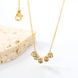 4mm Cylindrical white zirconium accessories 0.3 cross chain *40+5cm+6mm round plate necklace steel color/golden