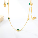 4.8mm Heart Emerald Zirconia Accessories 0.3 Cross Chain*40+5cm+6mm Round Plaque Necklace Gold