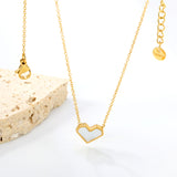 11.4*10.6mm Heart Shape Sticky White/Black/Red Acrylic Pendant 42+5cm+6mm Round Plaque Necklace Golden