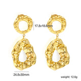 17.8*18.6mm Convex Faceted Circle + 24.8*30mm Irregular Folded Hoop Earrings GOLD