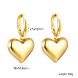 2.5*12mm circle +19*18.4mm hollow heart earrings Gold color