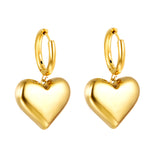 2.5*12mm circle +19*18.4mm hollow heart earrings Gold color