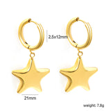 2.5*12mm circle +21mm hollow star earrings gold color