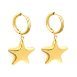 2.5*12mm circle +21mm hollow star earrings gold color