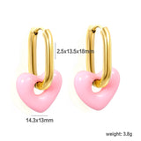 Thick 2.5*W13.5*H18mm oval earrings + 14.3*13mm light blue/pink/red/yellow/purple/navy blue resin heart hoop earrings gold color