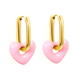 Thick 2.5*W13.5*H18mm oval earrings + 14.3*13mm light blue/pink/red/yellow/purple/navy blue resin heart hoop earrings gold color