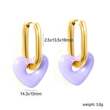 Thick 2.5*W13.5*H18mm oval earrings + 14.3*13mm light blue/pink/red/yellow/purple/navy blue resin heart hoop earrings gold color