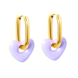 Thick 2.5*W13.5*H18mm oval earrings + 14.3*13mm light blue/pink/red/yellow/purple/navy blue resin heart hoop earrings gold color