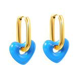 Thick 2.5*W13.5*H18mm oval earrings + 14.3*13mm light blue/pink/red/yellow/purple/navy blue resin heart hoop earrings gold color