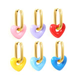 Thick 2.5*W13.5*H18mm oval earrings + 14.3*13mm light blue/pink/red/yellow/purple/navy blue resin heart hoop earrings gold color