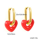 Thick 2.5*W13.5*H18mm oval earrings + 14.3*13mm light blue/pink/red/yellow/purple/navy blue resin heart hoop earrings gold color