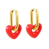 Thick 2.5*W13.5*H18mm oval earrings + 14.3*13mm light blue/pink/red/yellow/purple/navy blue resin heart hoop earrings gold color