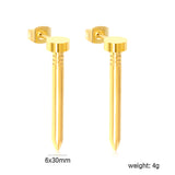 6*30mm stud earrings steel color/golden