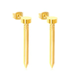 6*30mm stud earrings steel color/golden