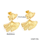 17*11.4mm Small Scallop + 29*20.8mm Large Scallop with Textured Faceted Earrings Goldtone