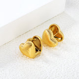 15.4*14mm Vertical Heart Earrings Gold Color