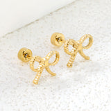 Screw plug 0.8*8mm pin + 10.9*8.6mm bow earrings Gold color