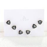 3 pairs of white/mineral black/red/light pink/champagne color 7mm equilateral triangle diamond earrings set Gold color