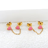 6.3*5.5mm heart shaped black/red/pink oil drops+03 cross chain 30mm accessories earrings gold color