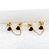 6.3*5.5mm heart shaped black/red/pink oil drops+03 cross chain 30mm accessories earrings gold color