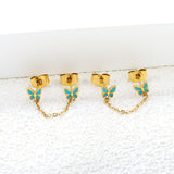 5.4*4.6mm Butterfly with Light Blue Drip Oil+03 Cross Chain 30mm Accessories Earrings Gold color