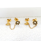 8mm black flower + 6.7*5.6mm butterfly + 03 cross chain 30mm accessories earrings gold color