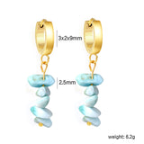 W3*Thick2*ID9mm Spherical Earrings + 2.5cm Imitation Turquoise/White Turquoise/Light Amethyst/Amethyst/Pink Crystals/Larimarite Earrings Gold Color