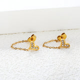 8.2*6mm heart shape with white zirconium+03 cross chain 30mm accessories Earrings gold color