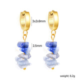 W3*Thick2*ID9mm Spherical Earrings + 2.5cm Imitation Turquoise/White Turquoise/Light Amethyst/Amethyst/Pink Crystals/Larimarite Earrings Gold Color