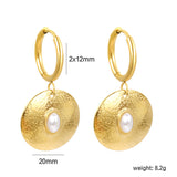 2*12mm inner diameter earrings + 20mm round with oval imitation white pearl/white cat's eye stone/turquoise earrings gold color