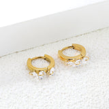 2*9mm spherical earrings + 3 4mm round white zirconium fittings gold color/steel color