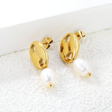 12.6*17mm pig nose + 7.7*10.8mm oval freshwater pearl accessories earrings gold color