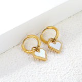 2*10mm I.D. earrings with 12.2*10.4mm heart shaped sticky white/black/red shell fittings Gold color