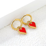 2*10mm I.D. earrings with 12.2*10.4mm heart shaped sticky white/black/red shell fittings Gold color