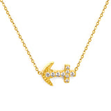 11*15mm Anchor with white zirconium pendant necklace 0.3 cross chain 40+5cm+6mm round end tag Gold color