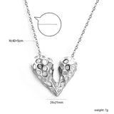 24*21mm Heart with Pitted Face Pendant Necklace 0.3 Cross Chain 40+5cm+6mm Round End Plate Steel Color/Golden Color