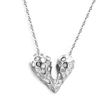 24*21mm Heart with Pitted Face Pendant Necklace 0.3 Cross Chain 40+5cm+6mm Round End Plate Steel Color/Golden Color