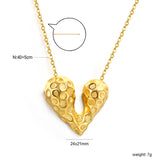 24*21mm Heart with Pitted Face Pendant Necklace 0.3 Cross Chain 40+5cm+6mm Round End Plate Steel Color/Golden Color