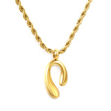 10*17mm long and short n shape pendant necklace 2.0 twist chain 40+5cm+6mm round tag Gold color