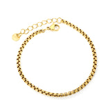 Wide 2mm/3mm Square Pearl Bracelet 18+3cm+6mm Round Tail Plaque Gold Color