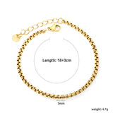 Wide 2mm/3mm Square Pearl Bracelet 18+3cm+6mm Round Tail Plaque Gold Color