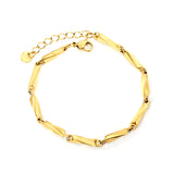 Wide 3.8mm Twisted Stick Bracelet 18+3cm+6mm Round Tail Tag Steel/Golden