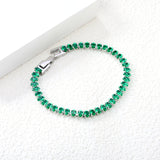 5*3.5mm Oval Emerald Crystal Zirconium Button Head Bracelet 17cm Steel/Golden